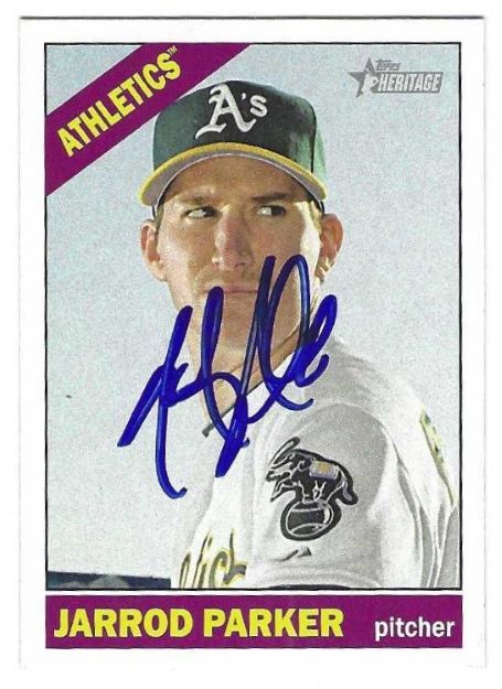 Autographed JARROD PARKER Oakland A's 2015 Topps Heritage Card