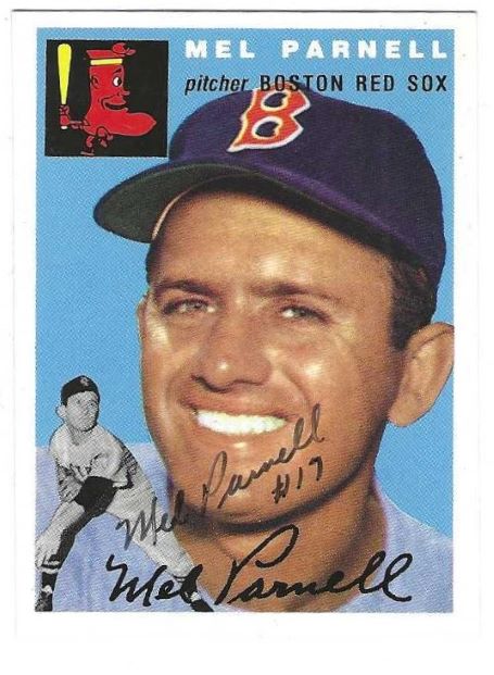 Autographed MEL PARNELL Boston Red Sox 1954 Topps Archive card