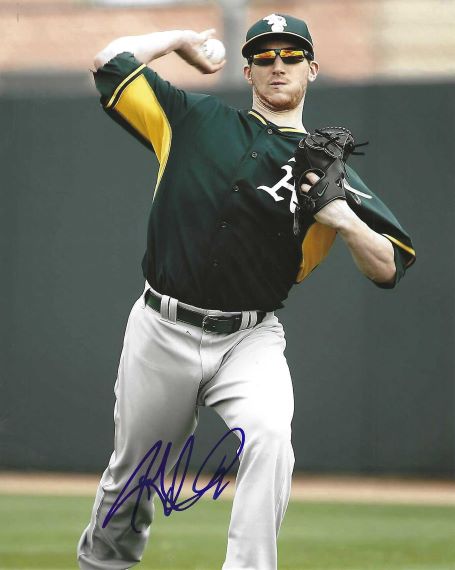 AUTOGRAPHED JARROD PARKER 8X10 Oakland A's Photo
