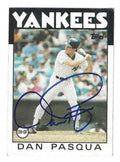 Autographed DAN PASQUA New York Yankees 1986 Topps Card