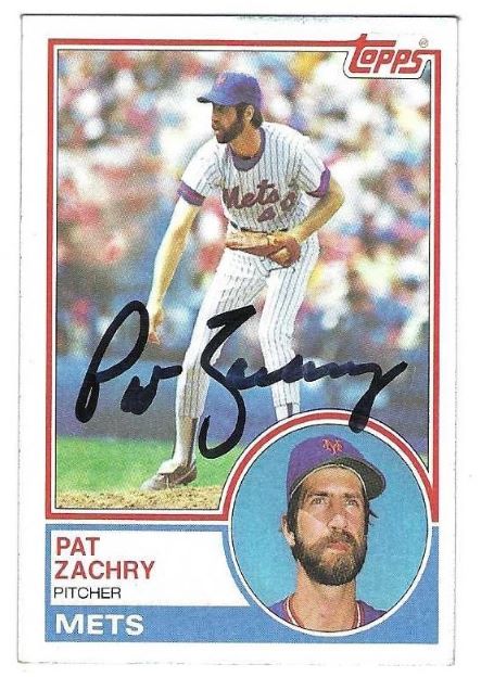 Autographed PAT ZACHRY New York Mets 1983 Topps Card