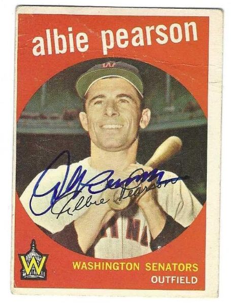Autographed ALBIE PEARSON Washington Senators 1959 Topps Card