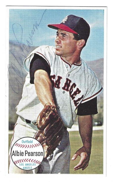 Autographed ALBIE PEARSON Los Angeles Angels 1964 Topps Giant Card