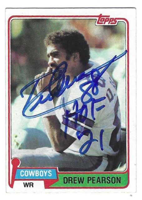 Autographed Drew Pearson Dallas Cowboys 1981 Topps card #95 w/ COA