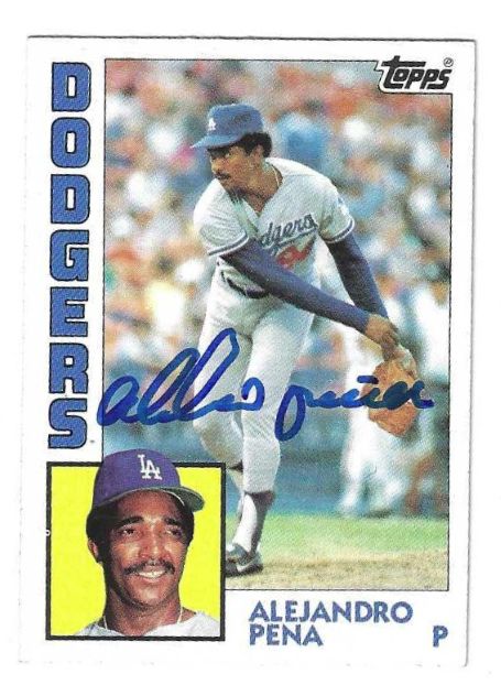Autographed ALEJANDRO PENA Los Angeles Dodgers 1984 Topps Card