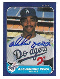 Autographed ALEJANDRO PENA Los Angeles Dodgers 1986 Fleer Card