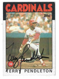 Autographed TERRY PENDLETON St. Louis Cardinals 1986 Topps Card