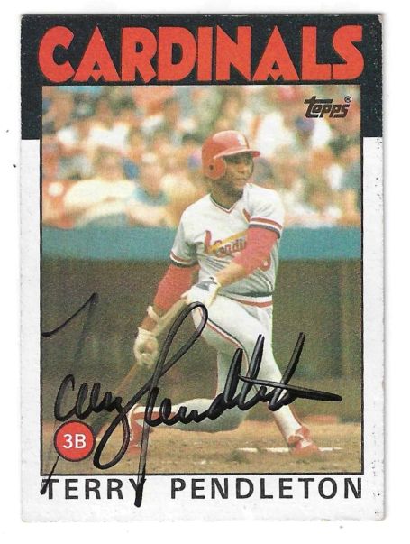 Autographed TERRY PENDLETON St. Louis Cardinals 1986 Topps Card