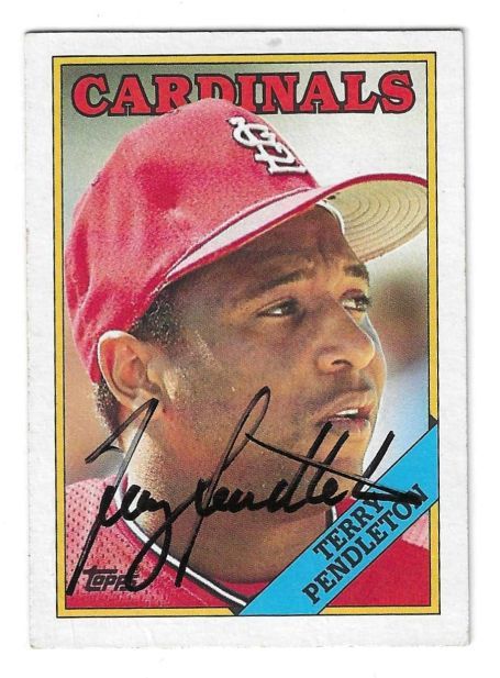 Autographed TERRY PENDLETON St. Louis Cardinals 1988 Topps card