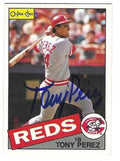 Autographed TONY PEREZ Cincinnati Reds 1985 O-Pee-Chee Card #212