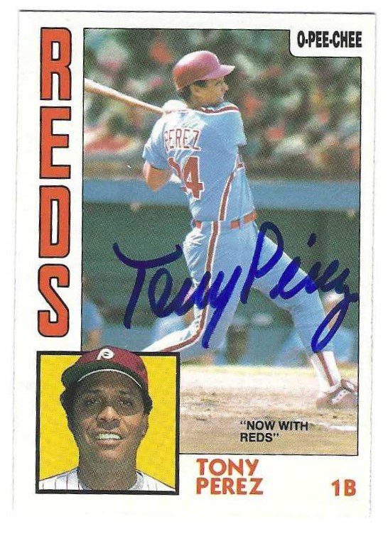 Autographed TONY PEREZ Cincinnati Reds 1984 O-Pee-Chee Card #385