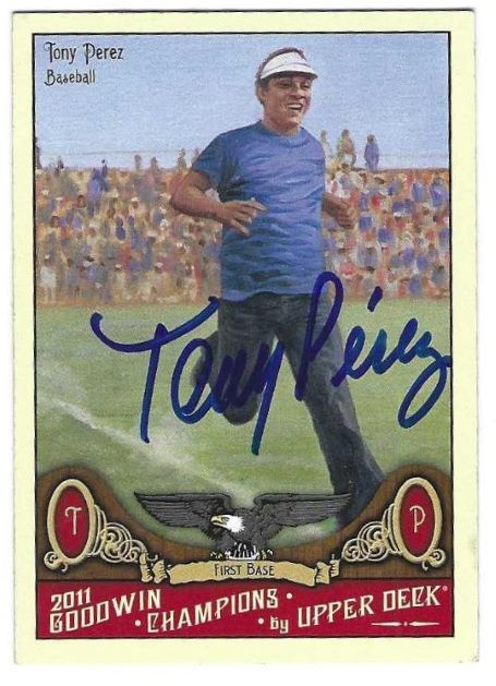 Autographed TONY PEREZ Cincinnati Reds 2011 Upper Deck Goodwin Champions Card
