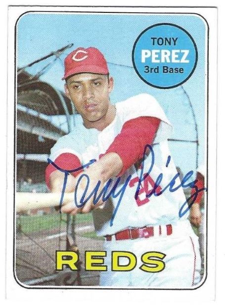 Autographed TONY PEREZ Cincinnati Reds 1969 Topps Card