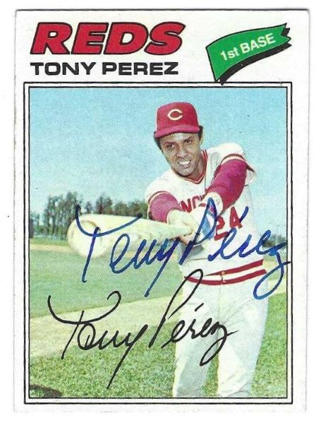 Autographed TONY PEREZ Cincinnati Reds 1977 Topps Card