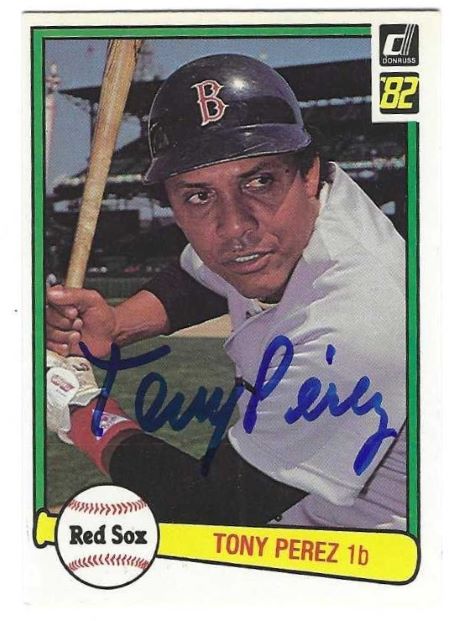 Autographed TONY PEREZ Boston Red Sox 1982 Donruss Card