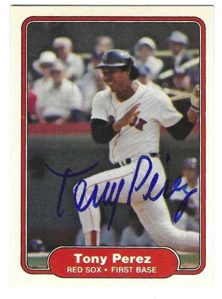 Autographed TONY PEREZ Boston Red Sox 1982 Fleer Card