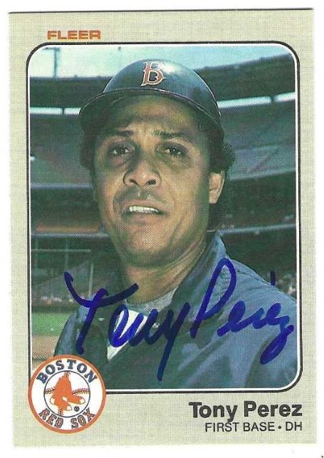 Autographed TONY PEREZ Boston Red Sox 1983 Fleer Card