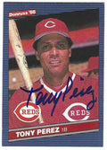 Autographed TONY PEREZ Cincinnati Reds 1986 Donruss Card