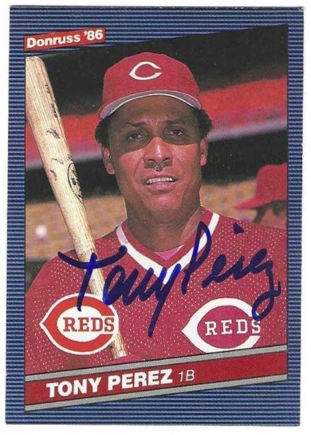Autographed TONY PEREZ Cincinnati Reds 1986 Donruss Card