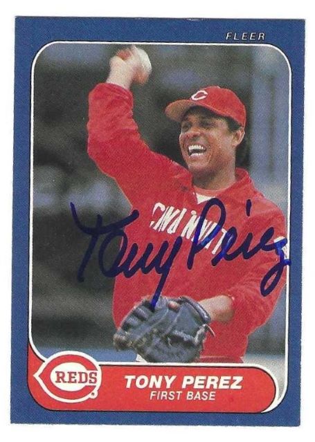 Autographed TONY PEREZ Cincinnati Reds 1986 Fleer Card