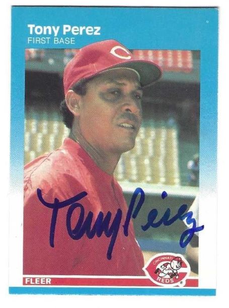 Autographed TONY PEREZ Cincinnati Reds 1987 Fleer Card