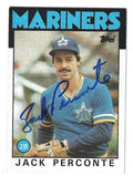 Autographed JACK PERCONTE Seattle Mariners 1986 Topps Card