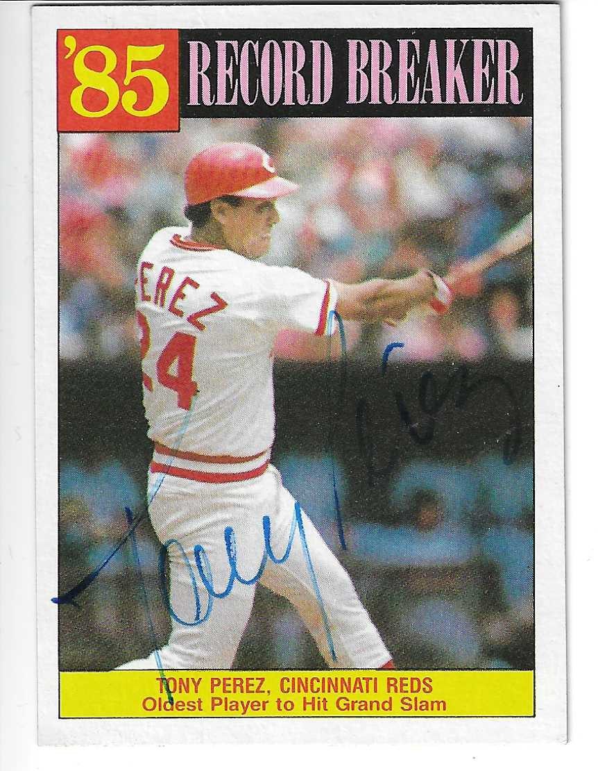 Autographed TONY PEREZ Cincinnati Reds 1986 Topps Card #205