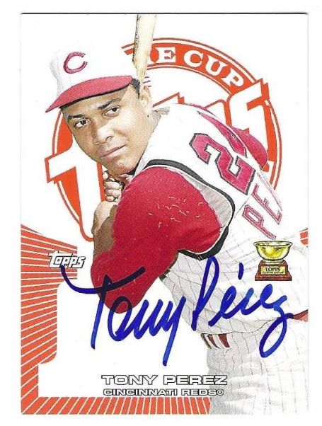 Autographed TONY PEREZ Cincinnati Reds 2005 Topps Rookie Cup Red Card