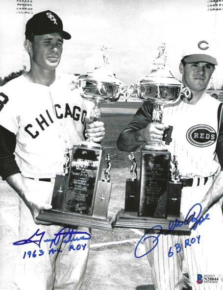 AUTOGRAPHED GARY PETERS White Sox & PETE ROSE Reds 8x10 Photo Beckett