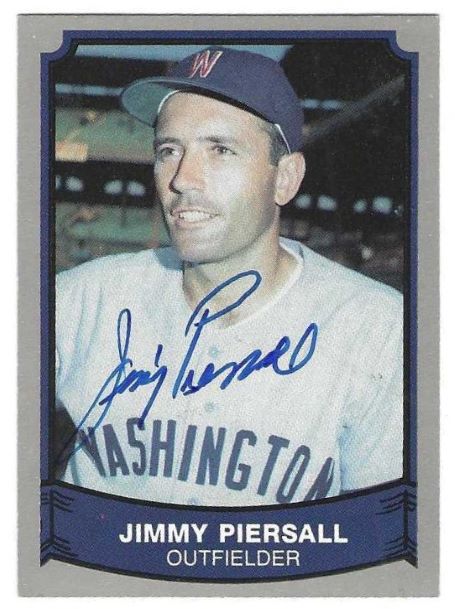 Autographed JIMMY PIERSALL Washington Senators 1989 Pacific Legends Card
