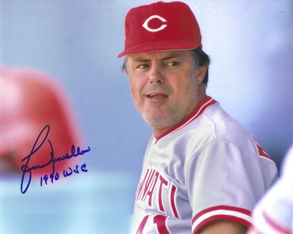 AUTOGRAPHED LOU PINIELLA  "1990 WSC" 8X10 Cincinnati Reds Photo