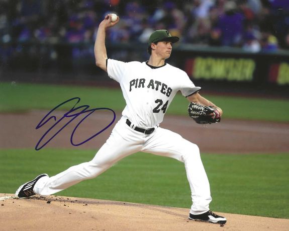 Autographed TYLER GLASNOW 8X10 Pittsburgh Pirates Photo