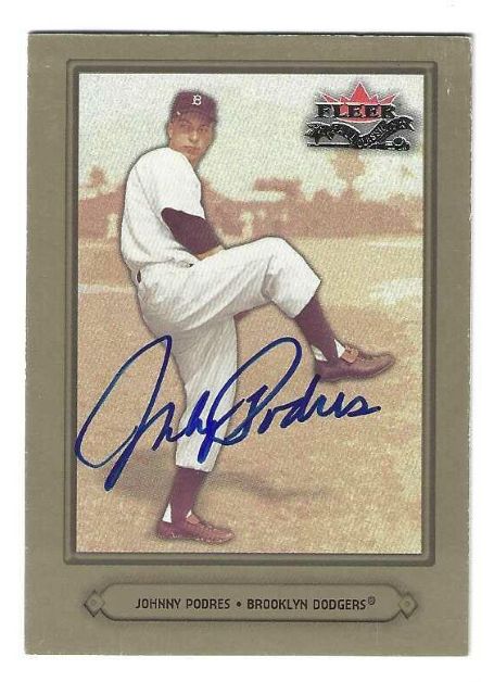 Autographed JOHNNY PODRES Brooklyn Dodgers 2002 FLEER FALL CLASSIC CARD