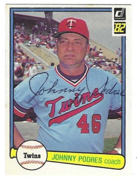 Autographed JOHNNY PODRES Minnesota Twins 1982 Donruss Card