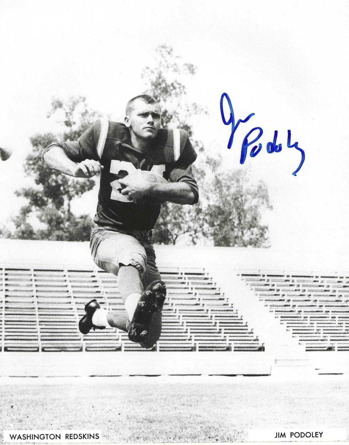 Autographed JIM PODOLEY 8x10 Washington Redskins Photo