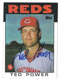 Autographed TED POWER Cincinnati Reds 1986 Topps Card