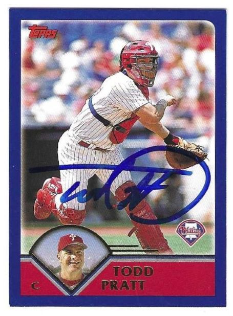 Autographed TODD PRATT Philadelphia Phillies 2003 Topps Card