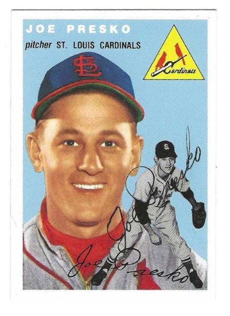Autographed JOE PRESKO St. Louis Cardinals 1954 Topps Archive card