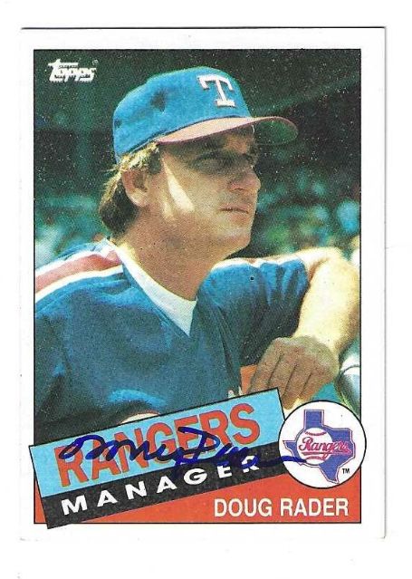 Autographed DOUG RADER Texas Rangers 1985 Topps Card