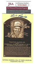 Autographed TIM RAINES Hall of Fame Gold Plaque Postcard JSA Witness