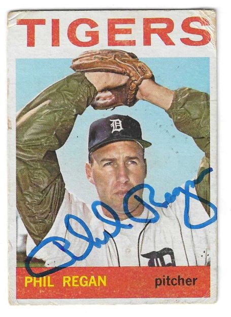 Autographed Phil Regan Detroit Tigers 1964 Topps Card