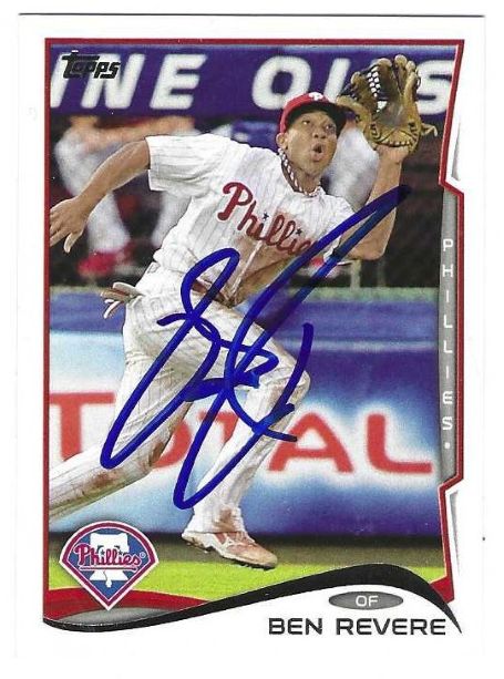 Autographed BEN REVERE Philadelphia Phillies 2014 Topps Card