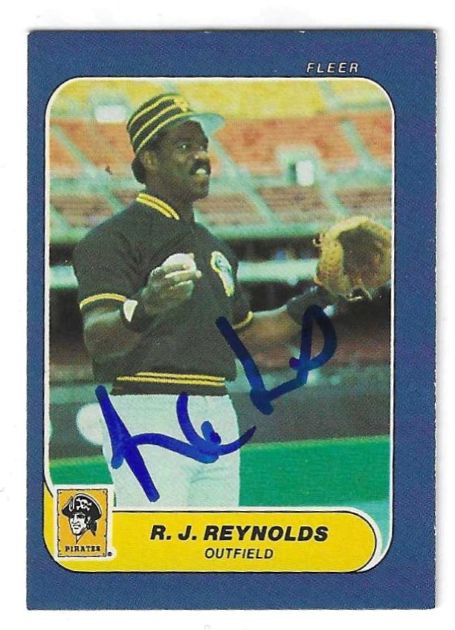 Autographed R.J. REYNOLDS Pittsburgh Pirates 1986 Fleer Mini Card