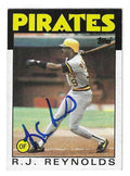 Autographed R.J. REYNOLDS Pittsburgh Pirates 1986 Topps Card