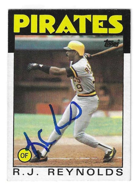 Autographed R.J. REYNOLDS Pittsburgh Pirates 1986 Topps Card