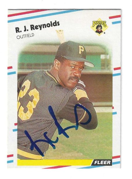 Autographed R.J. REYNOLDS Pittsburgh Pirates 1988 Fleer Card