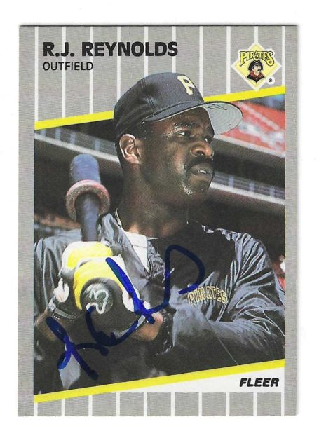 Autographed R.J. REYNOLDS Pittsburgh Pirates 1989 Fleer Card