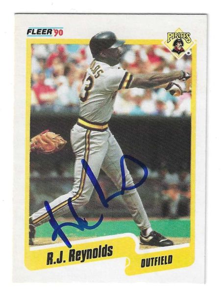 Autographed R.J. REYNOLDS Pittsburgh Pirates 1990 Fleer Card