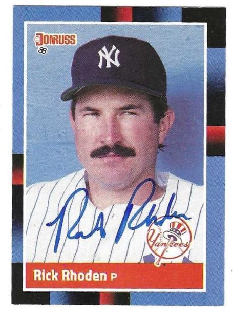Autographed RICK RHODEN New York Yankees 1988 Donruss Card