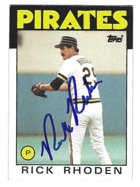 Autographed RICK RHODEN Pittsburgh Pirates 1986 Topps Card